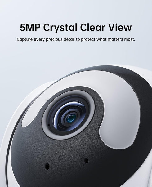 CYVIO 5MP 3K 2-Way Indoor WiFi Camera, Plug-in Security Camera with Wireless Connection, Video, Pan/Tilt, Audio, AI