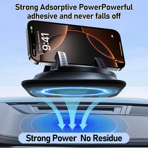 Masansan 360 Rotate Phone Mount Car Phone Holder with Spring Clip No-Slip Dashboard Phone Stand Case-Friendly Mount