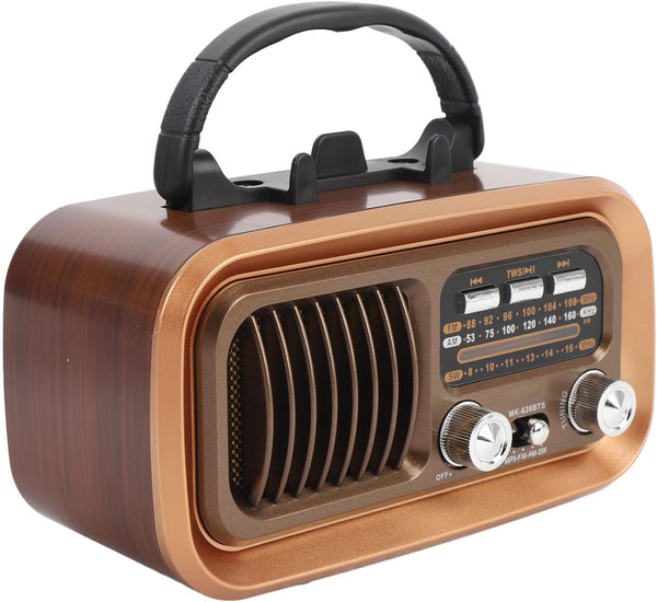 Zunate Retro Bluetooth Speaker Radio, Portable Solar Powered AM FM Shortwave for Emergency