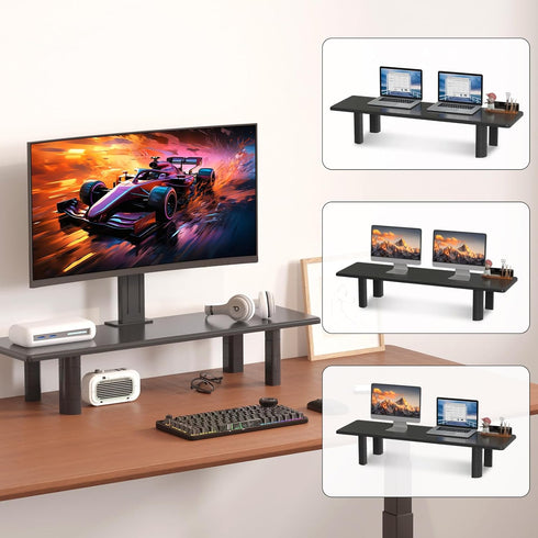 32.28Inch 2 suptek Dual Monitor Stand Riser, Large Monitor Stands for Monitors, Computer Monitor Stand, Wooden Desktop