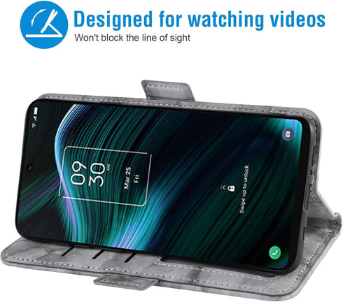 Asuwish Phone Case for TCL Stylus 5G 2022 with Marble Wallet Cover, Tempered Glass Screen Protector, Card Holder Slot