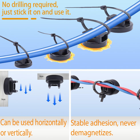 SangAncons zbab1 25LBS 22mm, 25 Magnetic Zip Tie Mount Base, Strong Magnetic Wire Holder & Cable Clips,Magnetic cable