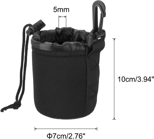 PATIKIL Camera Lens Bag, 2 Pcs 2.8" IDx3.9 H Drawstring Lens Pouch with Thick Protective Neoprene, Lens Case for DSLR Camera Lens, Water Coffee Cups Black