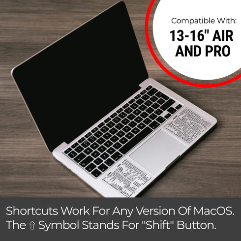 SYNERLOGIC Quick Reference Keyboard Shortcut Stickers for Mac OS (M/Intel) - 1 Set for MacBook Air/Pro/iMac/Mini (Clear)