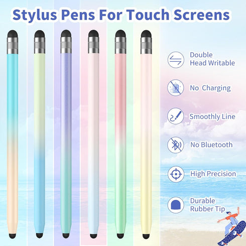 YUDIANMIE 6Pcs 2-in-1 (6 Stylus, Stylus Pen for Touchscreen, Stylus Pen for iPad, High Precision and Sensitivity Double