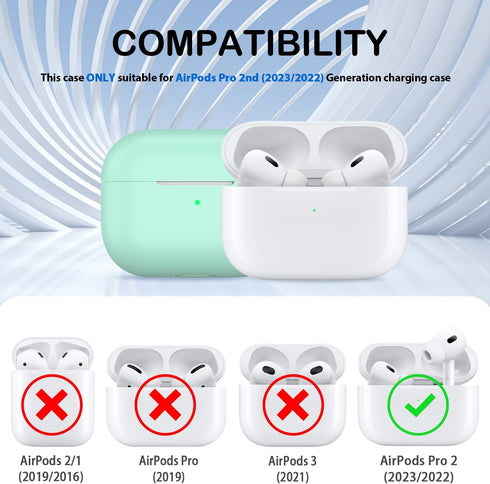 AirPods Pro 2nd Generation Case Cover, Military Grade Anti-Fall Soft Silicone Shock-Absorbing Skin with Keychain and