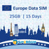 SIM2ROAM Europe Data ONLY SIM Card 15Days | 25GB of 5G/4G LTE High