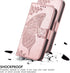 Wallet Case for iPhone 12 Pro/iPhone 12, Women Flip Folio Cover with Butterfly Embossed PU Leather, Rose Gold