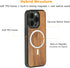 molzar Grip Series Magnetic Case for iPhone 15 Pro | Black/Walnut Wood | Built-in Magnet Ring | MagSafe Compatible