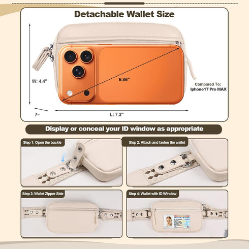 YFWE Clip and Go Phone Strap with Crossbody Wallet, Adjustable Phone Lanyard with Detachable RFID Wristlet Wallet