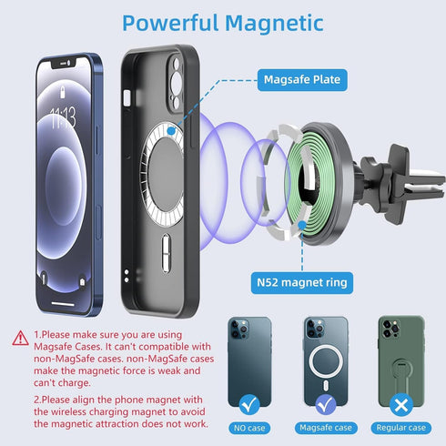 OHLPRO Magnetic Wireless Car Charger with Extended Arm, Compatible with MagSafe Car Mount for iPhone 16, 15W Fast