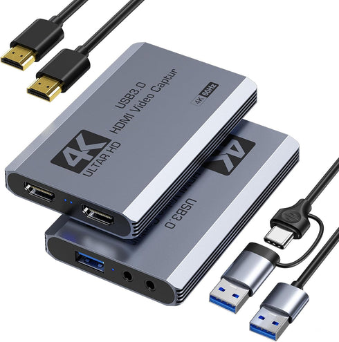 XIIXMASK Video Capture Card, USB 3.0 Capture Card 4K HDMI Loop-Out, 4K 60FPS/1080P