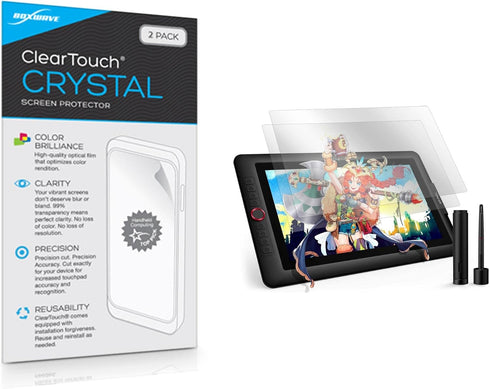 BoxWave Screen Protector for XP-Pen Artist Display 15.6 Pro - ClearTouch Crystal (2-Pack), HD Film Skin, Shields from