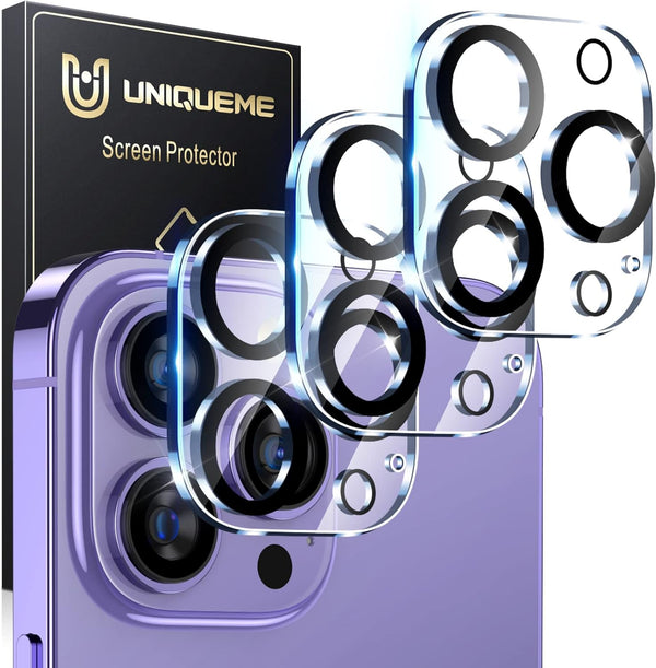 UniqueMe Camera Lens Protector for iPhone 14 Pro Max/Pro - 3 Pack, Tempered Glass, Scratch-Resistant, Case Friendly,