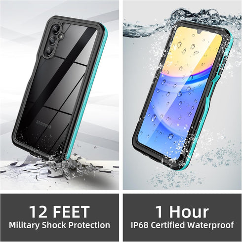 for Samsung Galaxy A15 5G Waterproof Case with Built-in Screen Protector-Rugged Full Body Dustproof Shockproof Drop Proof Protective Case with Cell Phone Ring Holder for Samsung A15 5G Phone Case Blue