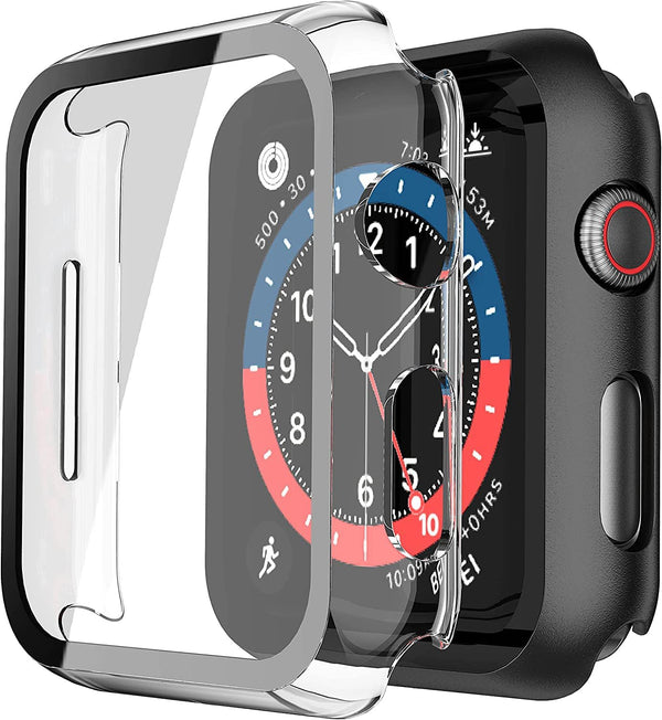 Misxi 2 Pack PC Case with Tempered Glass Screen Protector for Apple Watch SE 2 (2024) and Series 4-6, 40mm