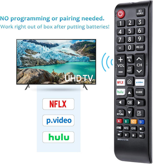 Replacement BN59-01315A BN59-01315J Remote Control for Samsung 4K Crystal UHD 6/7/8/9/TU-7000 Series Smart TV