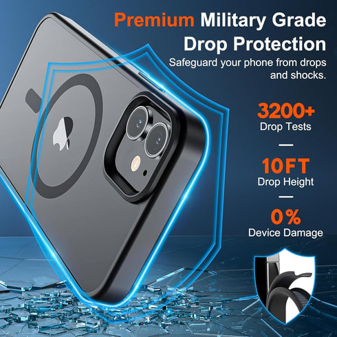 SUPFINE Magnetic iPhone 11 Case, Slim Translucent Matte Shockproof Cover with 10 FT Military Grade Drop Protection,