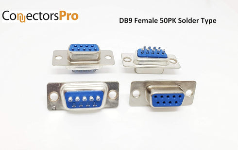 PC Accessories - DB9 Female D-Sub Solder Type Connector, 50-Pack