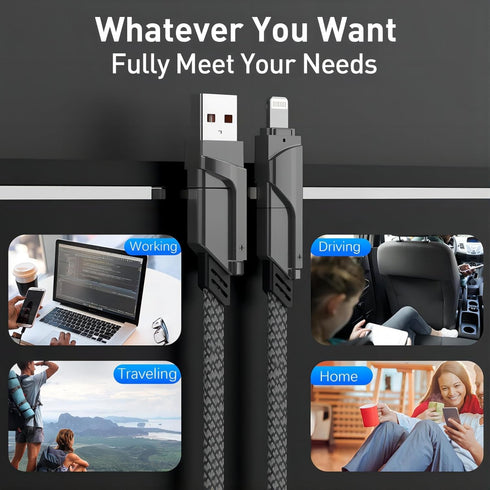 USB C Cable, 4 in 1 Multi Charger Cable, USB C Adapter for iPhone/iPad/MacBook/Samsung and All USB C Devices