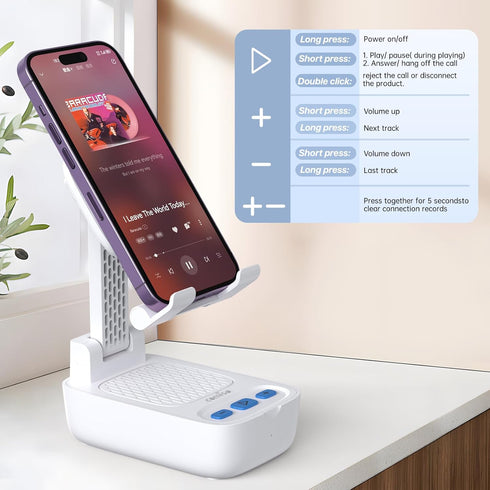 Gifts for Men Women, Cell Phone Stand with Wireless Bluetooth Speaker, Punchy Bass & HD Stereo Sound for Home Outdoors