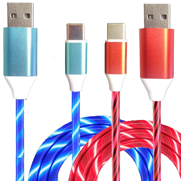 Led USB C Charging Cable 2 Packs 6FT, Light Up Type C Charging Cord Fast USB C Charger for Samsung Galaxy S21 S20 S10 S9