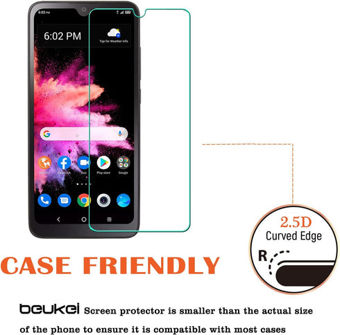 beukei (3 Pack) Tempered Glass Screen Protector for Alcatel TCL 30 Z/TCL T602DL, Touch Sensitive, 9H Hardness