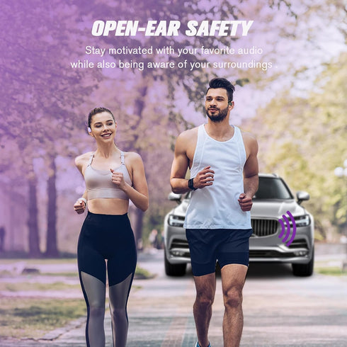Open Ear Headphones, Wireless Ear Hanging Bluetooth Headset, Bone Air Conduction Earbuds Outside The Ear (Purple)