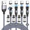 4 Pack Magnetic Charging Cable (3.3ft/6.6ft/6.6ft/10ft) - 540 Rotating, 3-in-1 Nylon Braided for Micro, Type C,