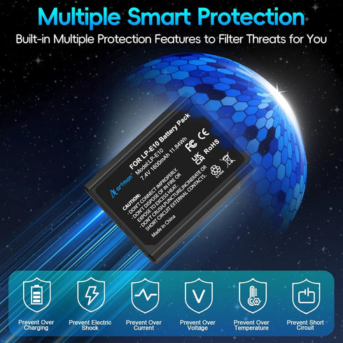 A Artman LP-E10 2-Pack 1600mAh E10 T7 T6 T5 T3 T100, X50 X70 X80 X90, 1100D 1200D 1300D 1500D 2000D 3000D 4000D Artman