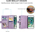 UEEBAI Wallet Case for iPhone SE 2022 5G/7/8, Retro Zipper Pocket Handbag with 9 Card Slots - Glitter Purple