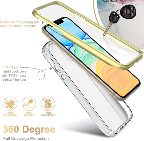Esdot Compatible with iPhone 12 Pro Max Case, Built-in Screen Protector, Turquoise Pink Marble Design, 6.7"