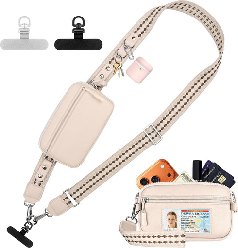 YFWE Clip and Go Phone Strap with Crossbody Wallet, Adjustable Phone Lanyard