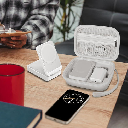 Case for Anker MagSafe Charger MagGo 3in1 Charging Station, 15W Wireless Magnetic Stand Storage for Apple Watch (White)