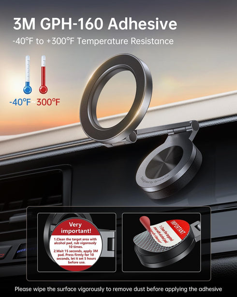 SYNCWIRE Magnetic Phone Holder for Car with 360° Rotation, Adjustable Metal Arm, Fits iPhone 16/15/14/13 Pro Max