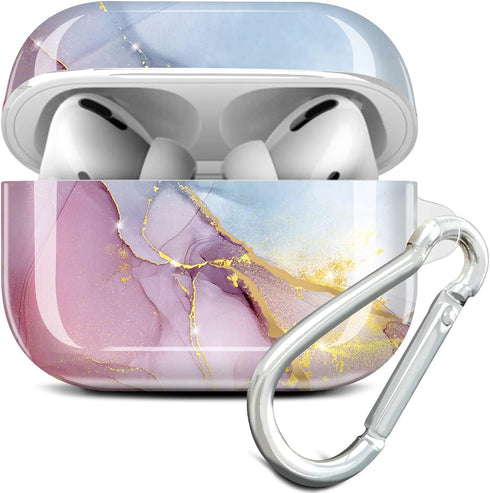 JIAXIUFEN AirPods Pro Case Cover, Gold Sparkle Glitter Marble Design, Cute Full Protective Silicone TPU Skin for Women