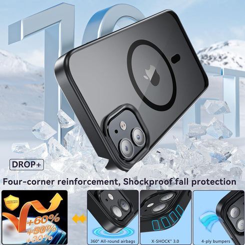 Fin2feel iPhone 11 Magnetic Case with Glass Screen Protector & Suction Cup Mount for TikTok, Selfies, & Hands-Free Use.