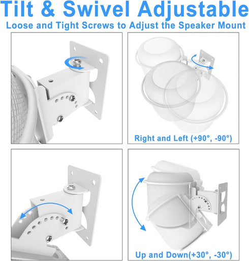 Speaker Wall Mount for HomePod 1st Gen - Adjustable Swivel & Tilt Heavy Duty Mount with Hardware Kit, White