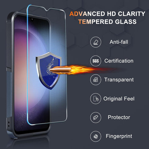 for Samsung Galaxy A15 5G Case, Full Body Heavy Duty Rugged Protective Cover with Lanyard Strap - Navy Blue