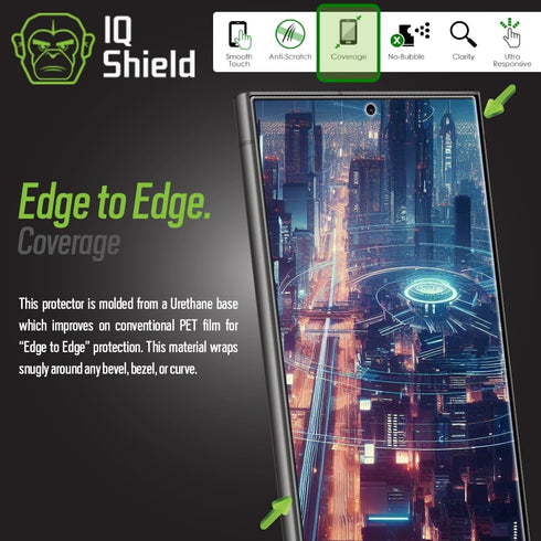 IQShield 2 Pack Clear TPU Film Screen Protector for Samsung Galaxy S24 Ultra, Bubble-Free Installation,