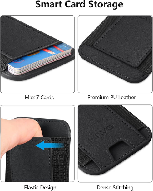 Phone Card Holder, Premium Leather Stick-On Wallet, Strong Adhesive Pocket for iPhone, Samsung & Most Smartphones, Fit