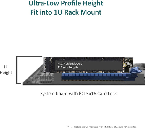 Vantec M.2 NVMe PCIe x4 Low Profile Adapter, 110 Length Support (UGT-M2PC130), Black