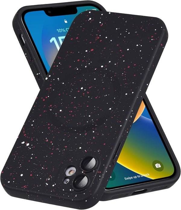 iPhone 11 Case - Black Soft Silicone, Anti-Scratch, MagSafe Compatible, with Red White Dot & Camera Protection.