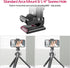 Metal Phone Tripod Mount with 3 Cold Shoes & Arca Port, 360° Smartphone Tripod Adapter for iPhone Samsung Cell Phone