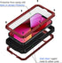 Lanhiem Metal Case for iPhone 13, Heavy Duty Shockproof Rugged Cover with Built-in Glass Screen Protector, Red