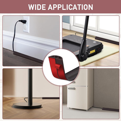 Floor Cord Cover Self Adhesive, Extension Cord Hider for Power Cord Protection, Dark Walnut, 10Ft