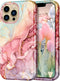 Btscase Rose Gold Marble Pattern Case Compatible with iPhone 13 Pro Max 6.7 Inch 2021, Heavy Duty Shockproof Full Body