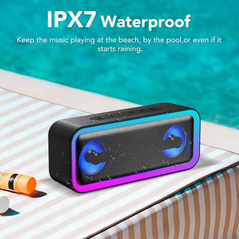 IKT 30W Bluetooth5.4, Bass,24H IPX7 Portable Bluetooth Speaker with Lights x Holidays/World Cup Stuffers, Loud Stereo