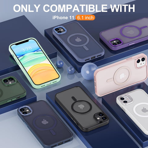 Hython Magnetic Translucent Matte Phone Case for iPhone 11, Slim Fit Shockproof Bumper, Compatible with MagSafe for