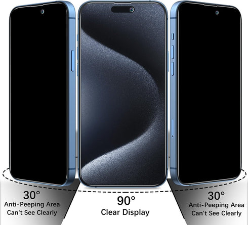 2 Pack Privacy Screen Protector for iPhone 15 Pro Max, Anti-Spy Tempered Glass 6.7-inch, Anti Scratch, Bubble Free